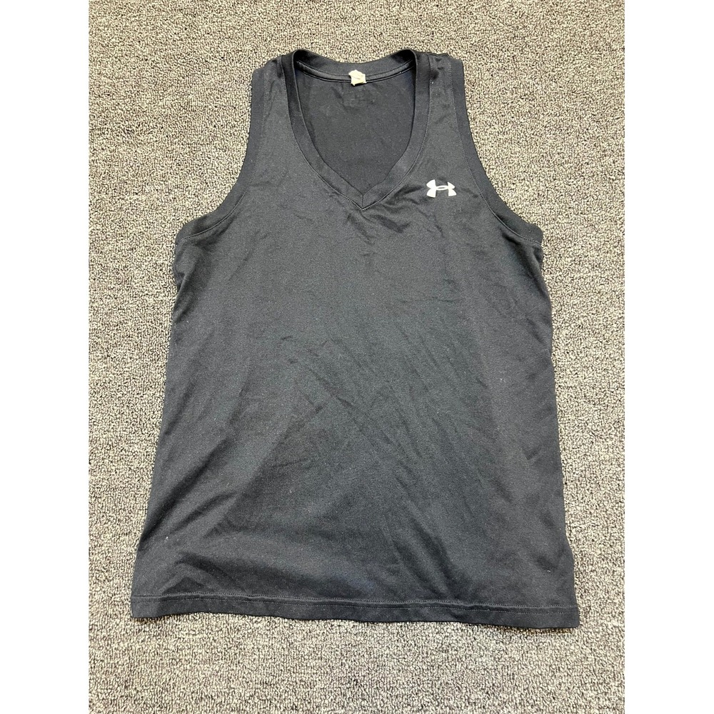 Under Armour Heat Gear Tank Top Womens Small Gray Loose Fit Athletic Yoga V Neck